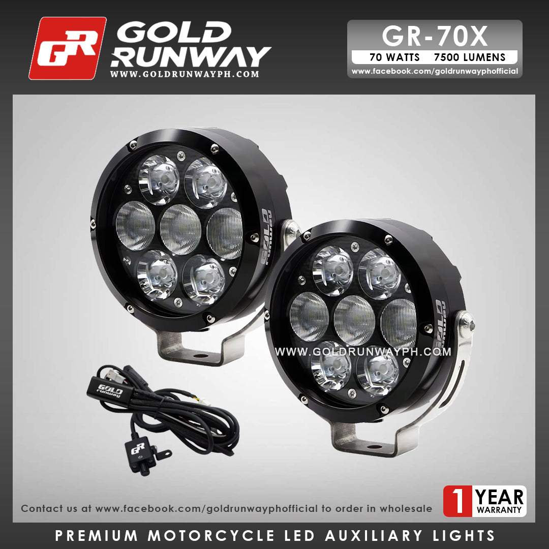Gold Runway GR-70X Combo 70W 6000K 7500LM Motorcycle Lights