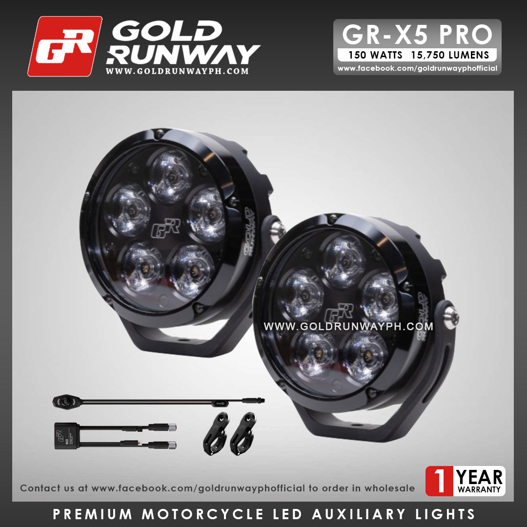 Gold Runway GR-X5 PRO RLC3 150W 6300K 15750LM Motorcycle Lights