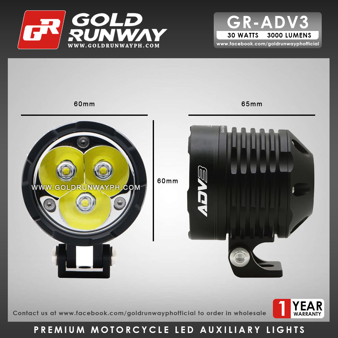 Gold Runway GR-ADV3 Spot 30W LED Motorcycle Lights