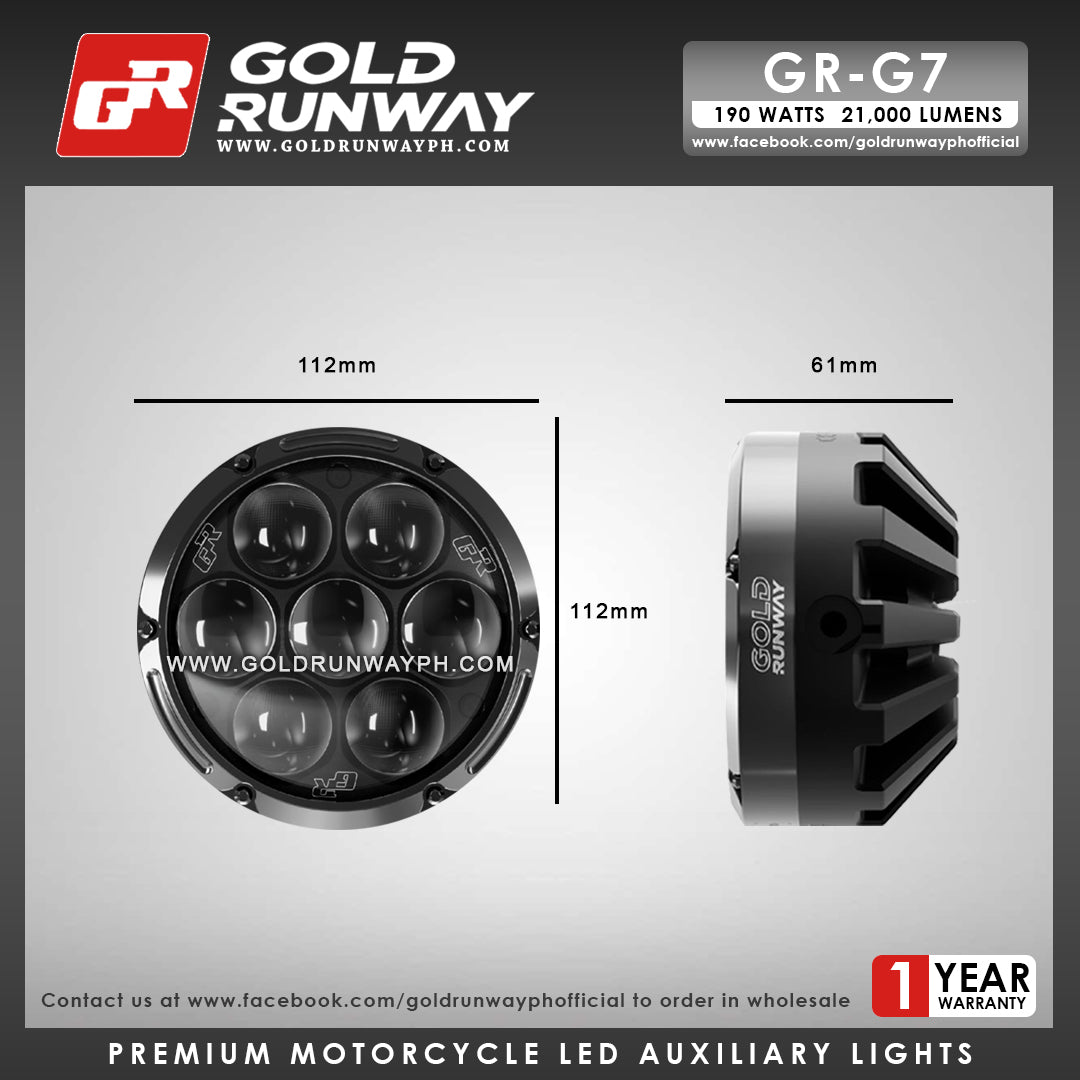 Gold Runway GR-G7 190W 6300K 21000LM Motorcycle Lights