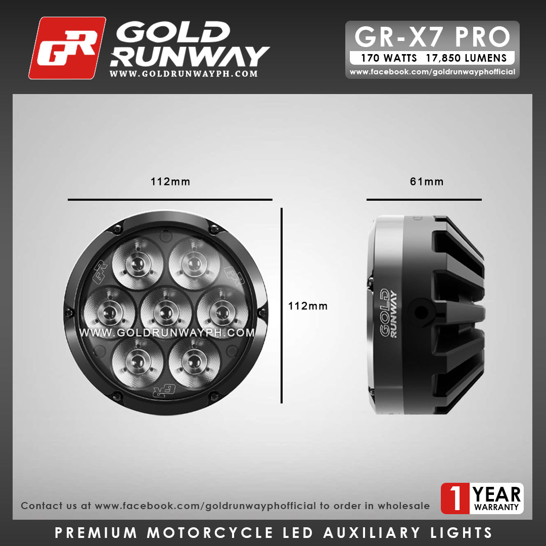 Gold Runway GR-X7 PRO RLC3 170W 6300K 17850LM Motorcycle Lights