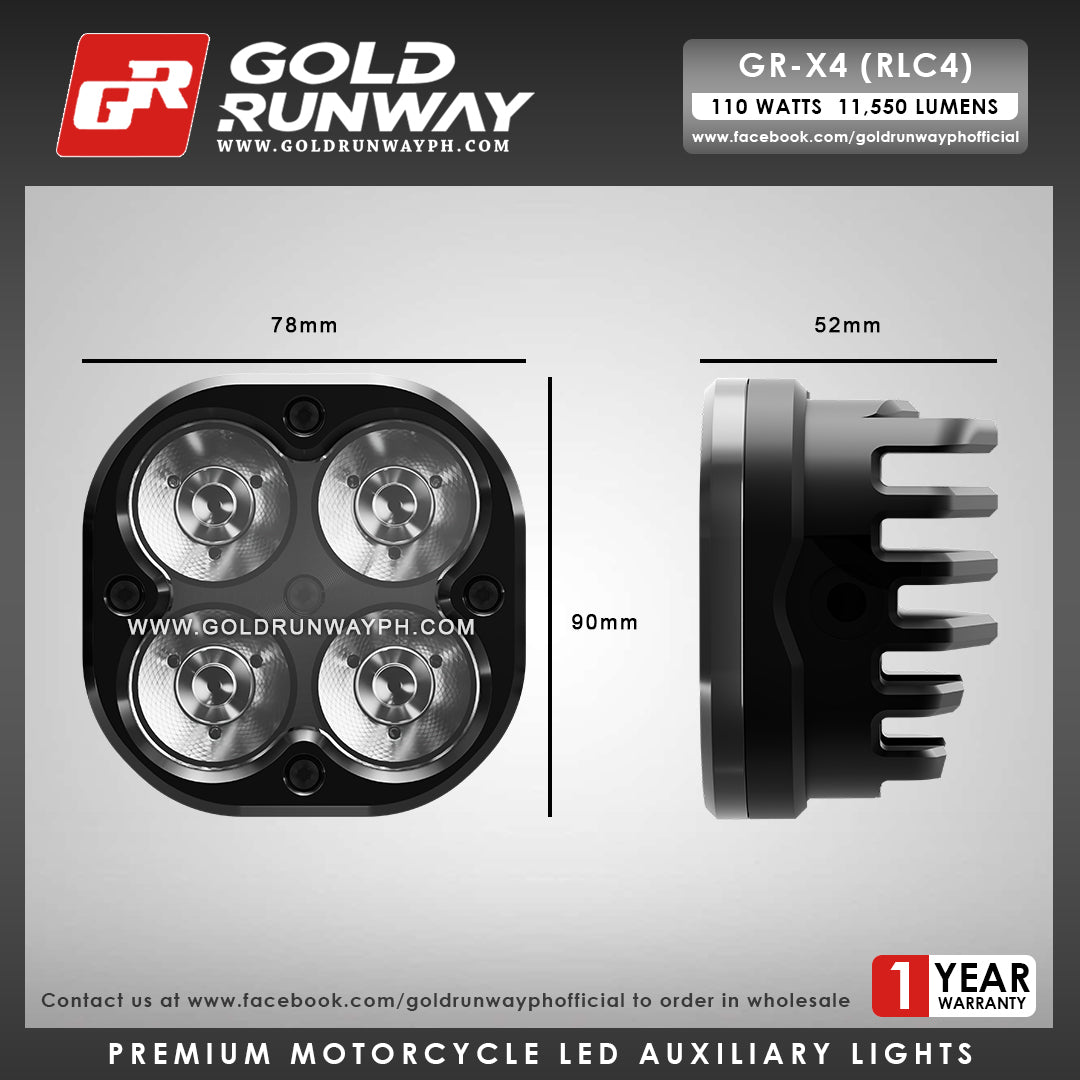 Gold Runway GR-X4 RLC4 110W 6300K 11550LM Motorcycle Lights