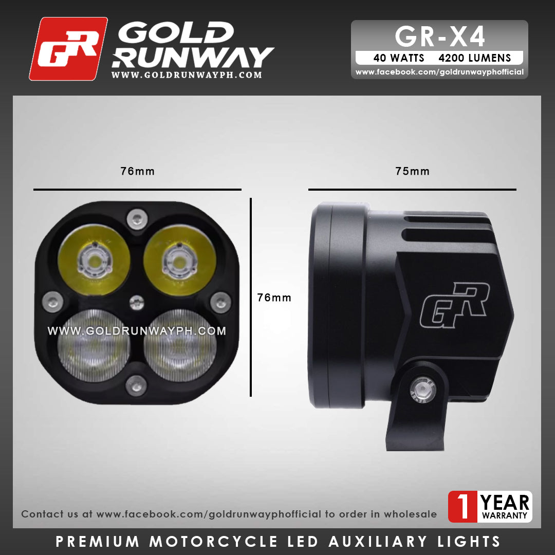 Gold Runway GR-X4 Combo 40W 6000K 4200LM Motorcycle Lights