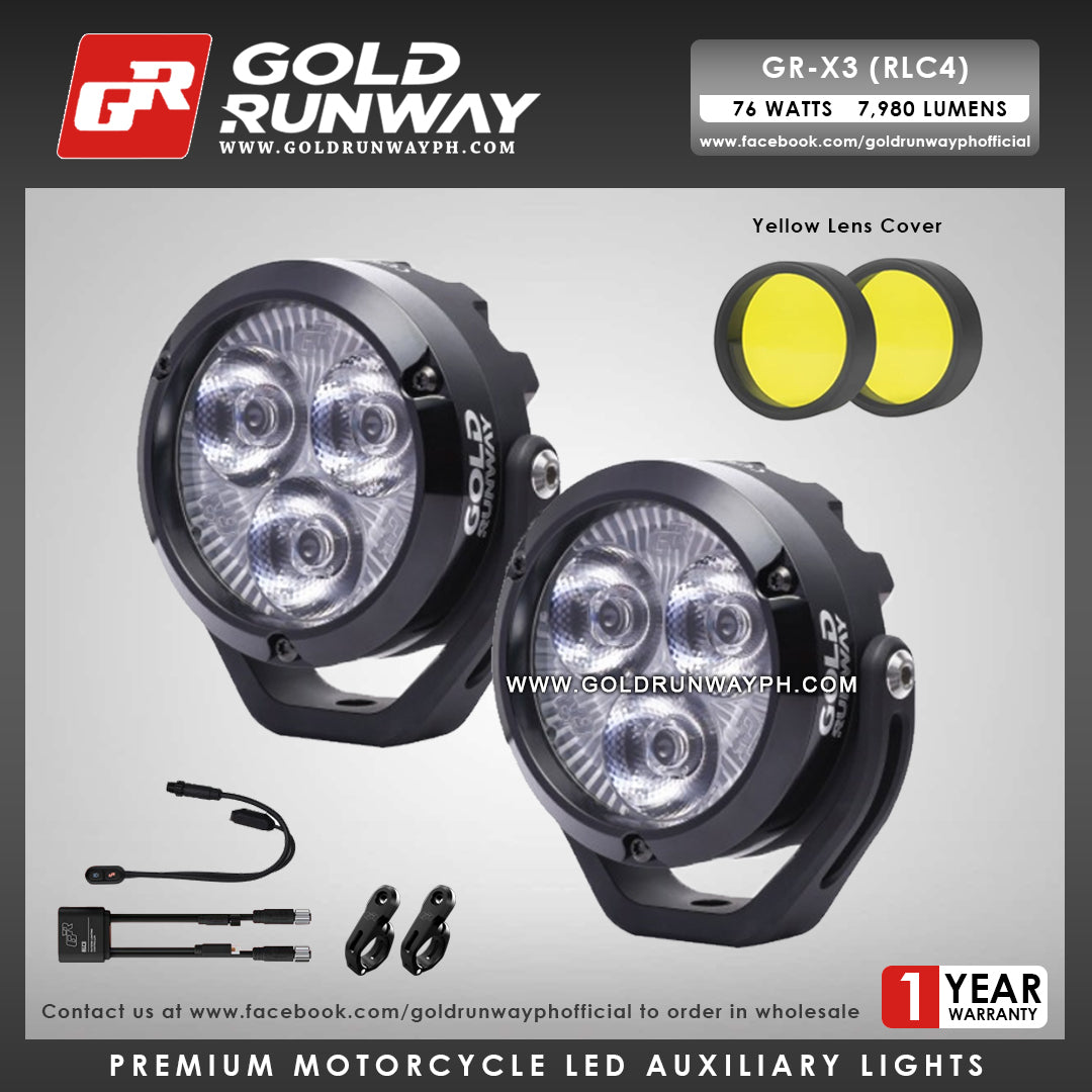 Gold Runway GR-X3 RLC4 76W 6300K 7980LM Motorcycle Lights