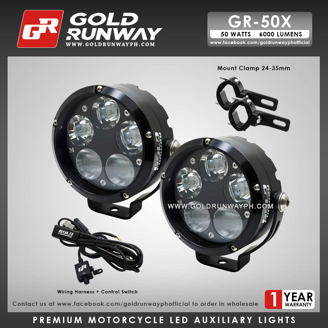 Gold Runway GR-50X Combo 50W 6000K 6000LM Motorcycle Lights