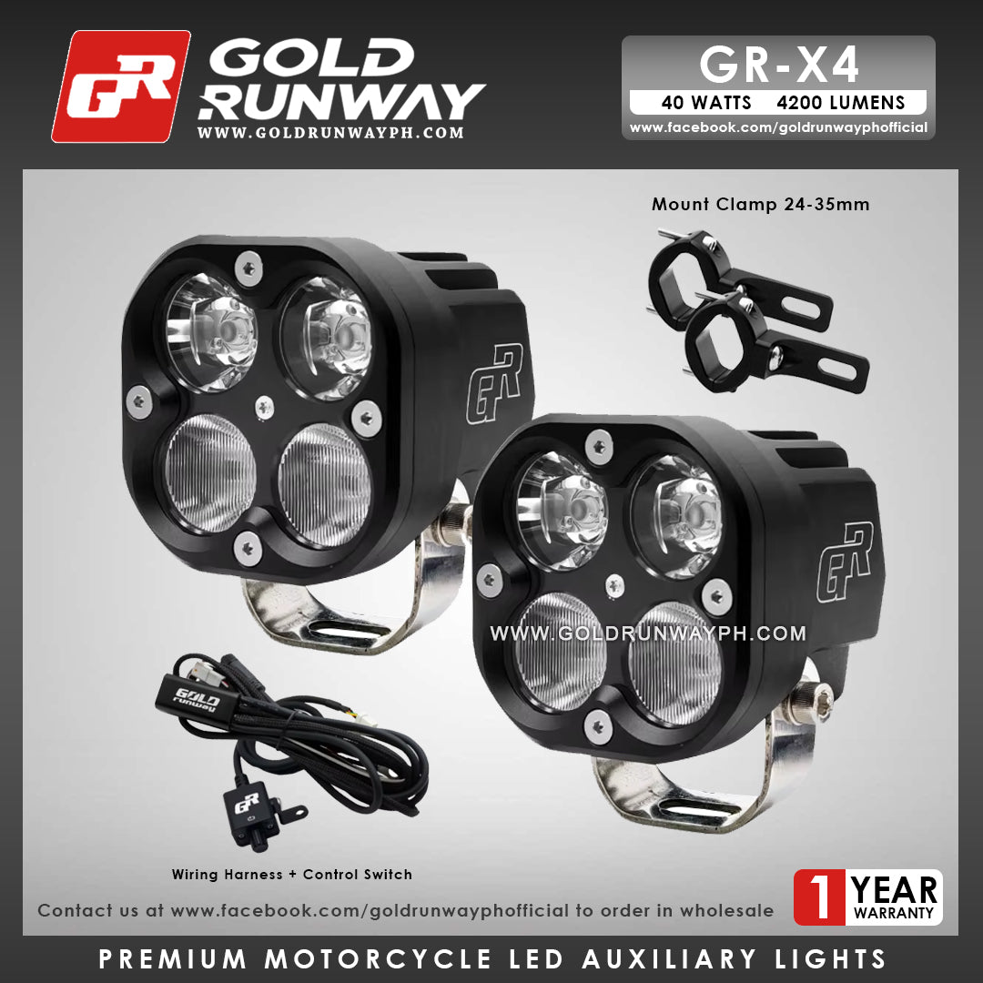 Gold Runway GR-X4 Combo 40W 6000K 4200LM Motorcycle Lights