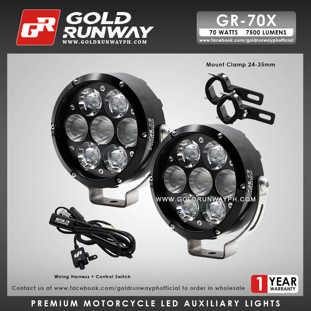 Gold Runway GR-70X Combo 70W 6000K 7500LM Motorcycle Lights