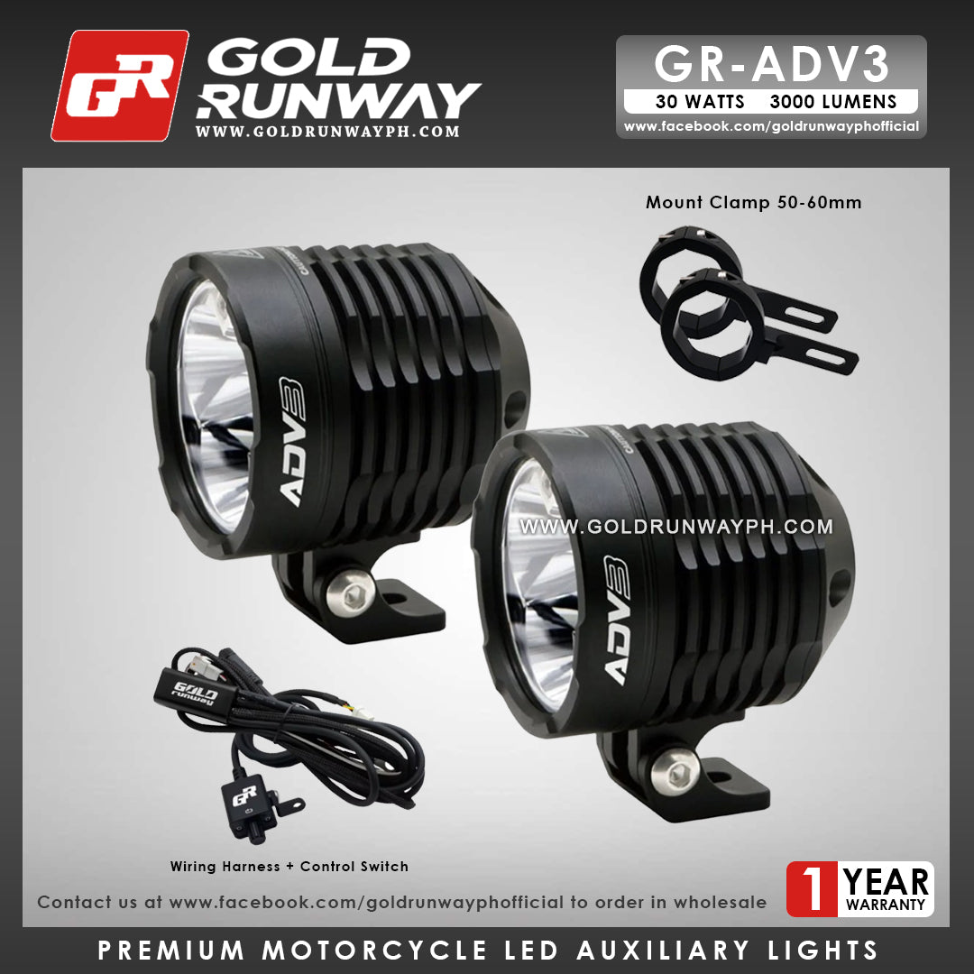 Gold Runway GR-ADV3 Spot 30W LED Motorcycle Lights
