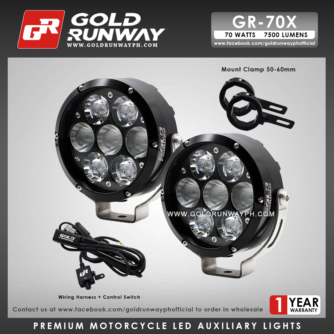 Gold Runway GR-70X Combo 70W 6000K 7500LM Motorcycle Lights