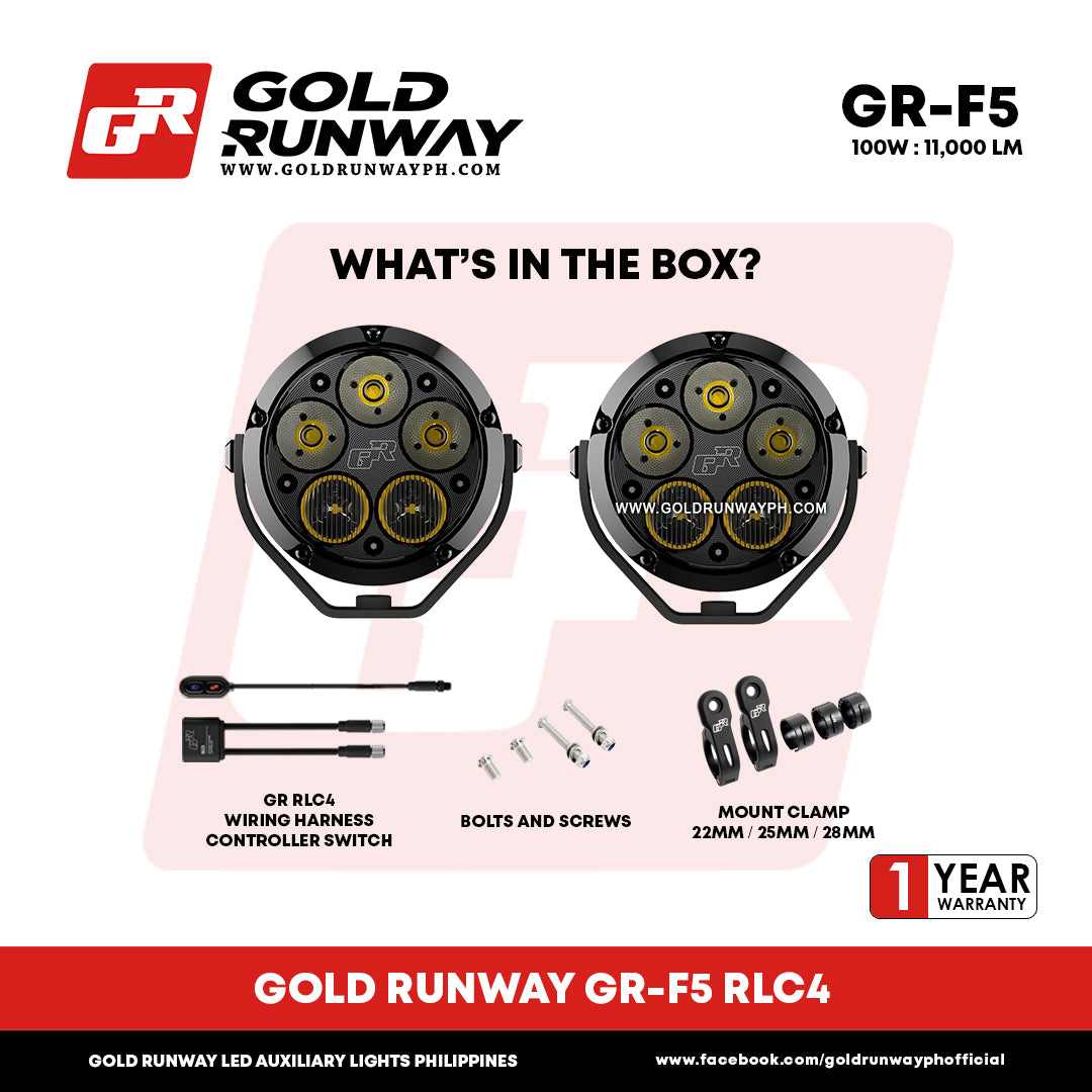 Gold Runway GR-F5 RLC4 100W 6300K 11000LM Motorcycle Lights