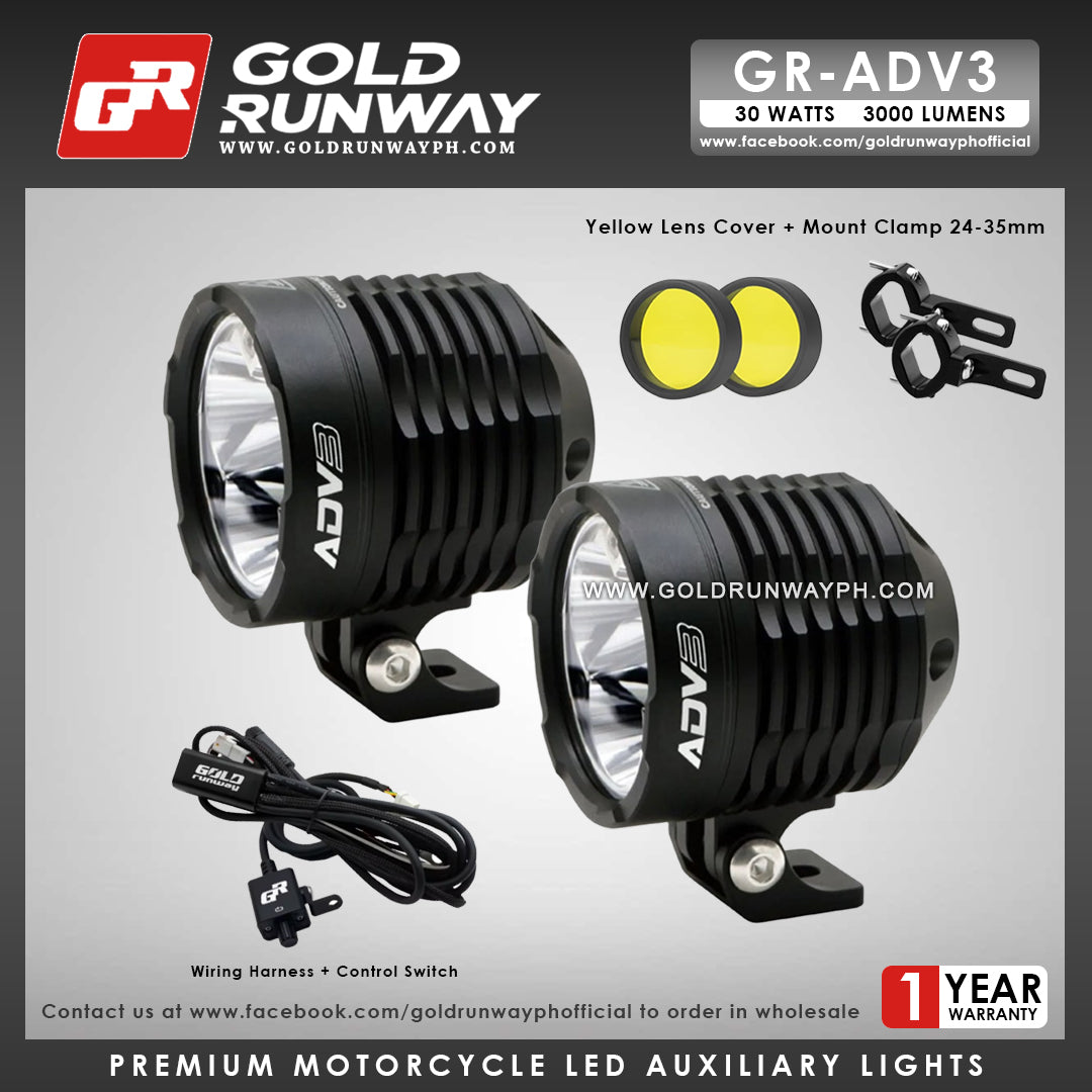 Gold Runway GR-ADV3 Spot 30W LED Motorcycle Lights