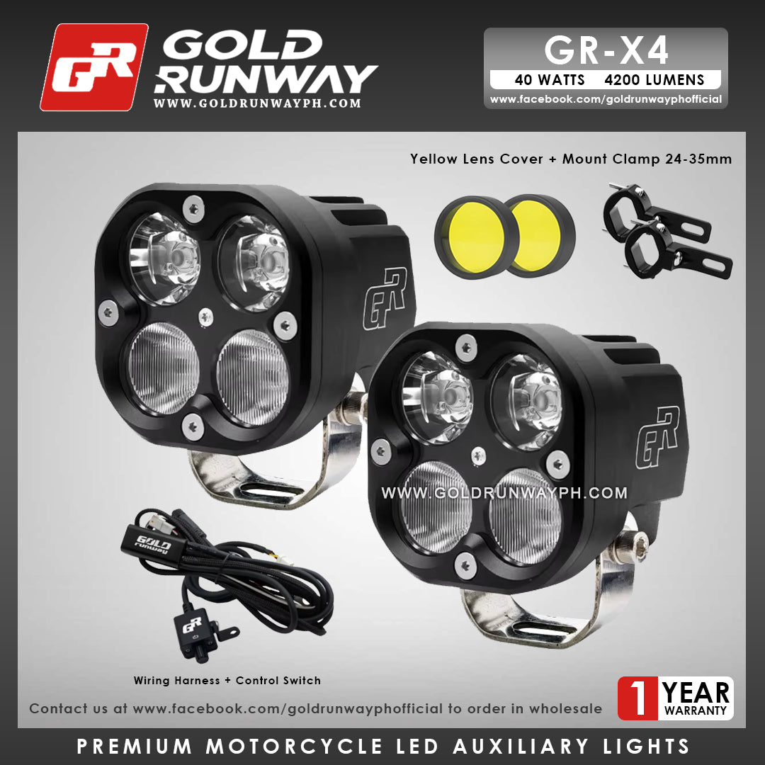 Gold Runway GR-X4 Combo 40W 6000K 4200LM Motorcycle Lights