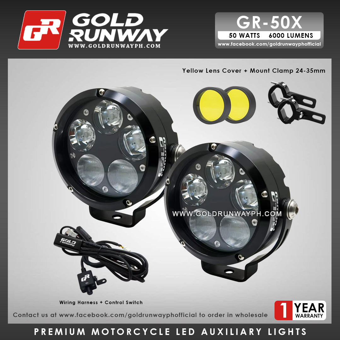 Gold Runway GR-50X Combo 50W 6000K 6000LM Motorcycle Lights