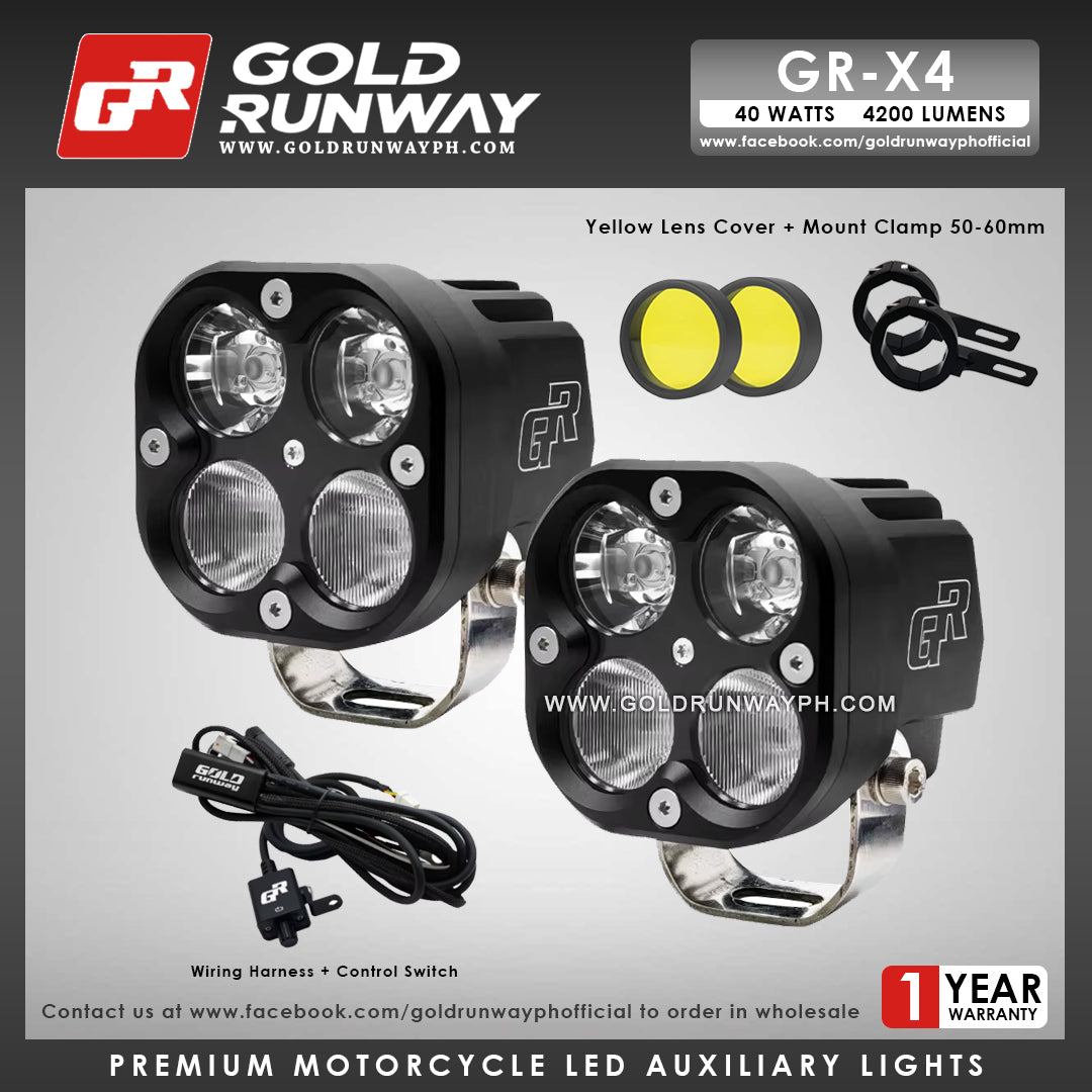 Gold Runway GR-X4 Combo 40W 6000K 4200LM Motorcycle Lights