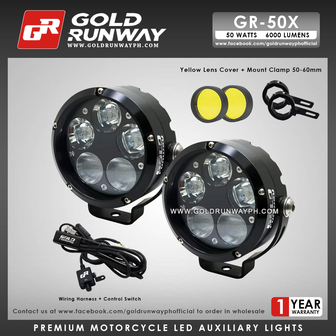 Gold Runway GR-50X Combo 50W 6000K 6000LM Motorcycle Lights