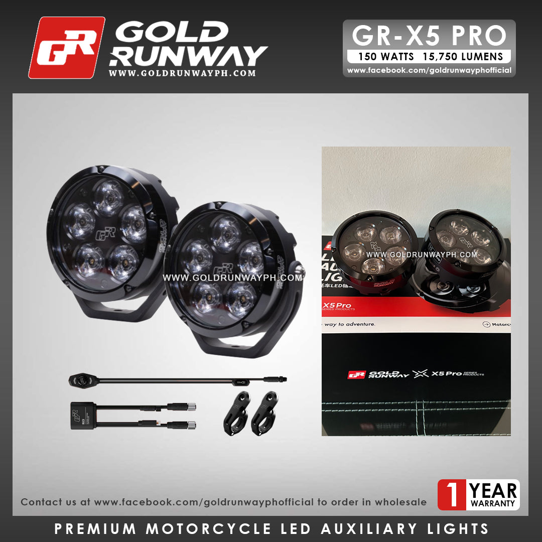 Gold Runway GR-X5 PRO RLC3 150W 6300K 15750LM Motorcycle Lights