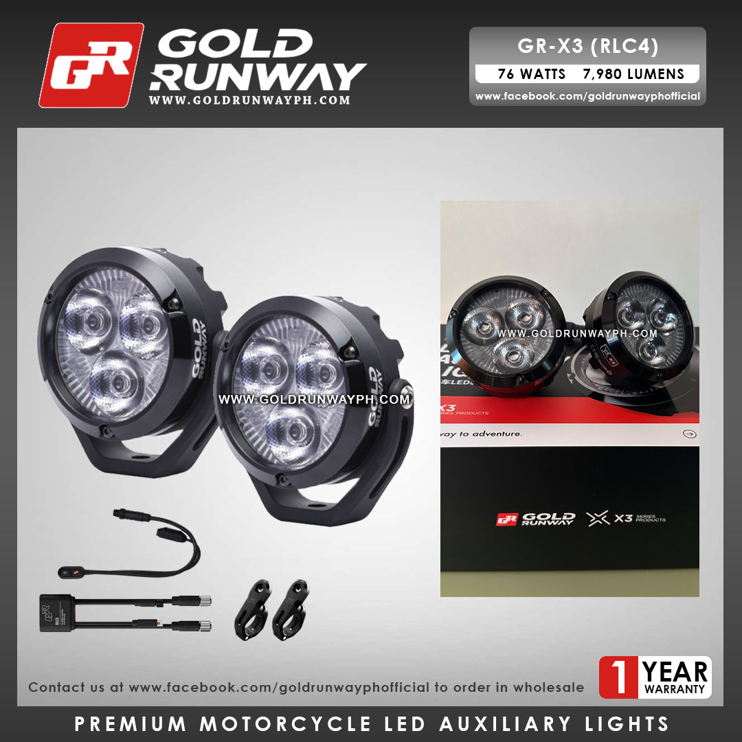 Gold Runway GR-X3 RLC4 76W 6300K 7980LM Motorcycle Lights