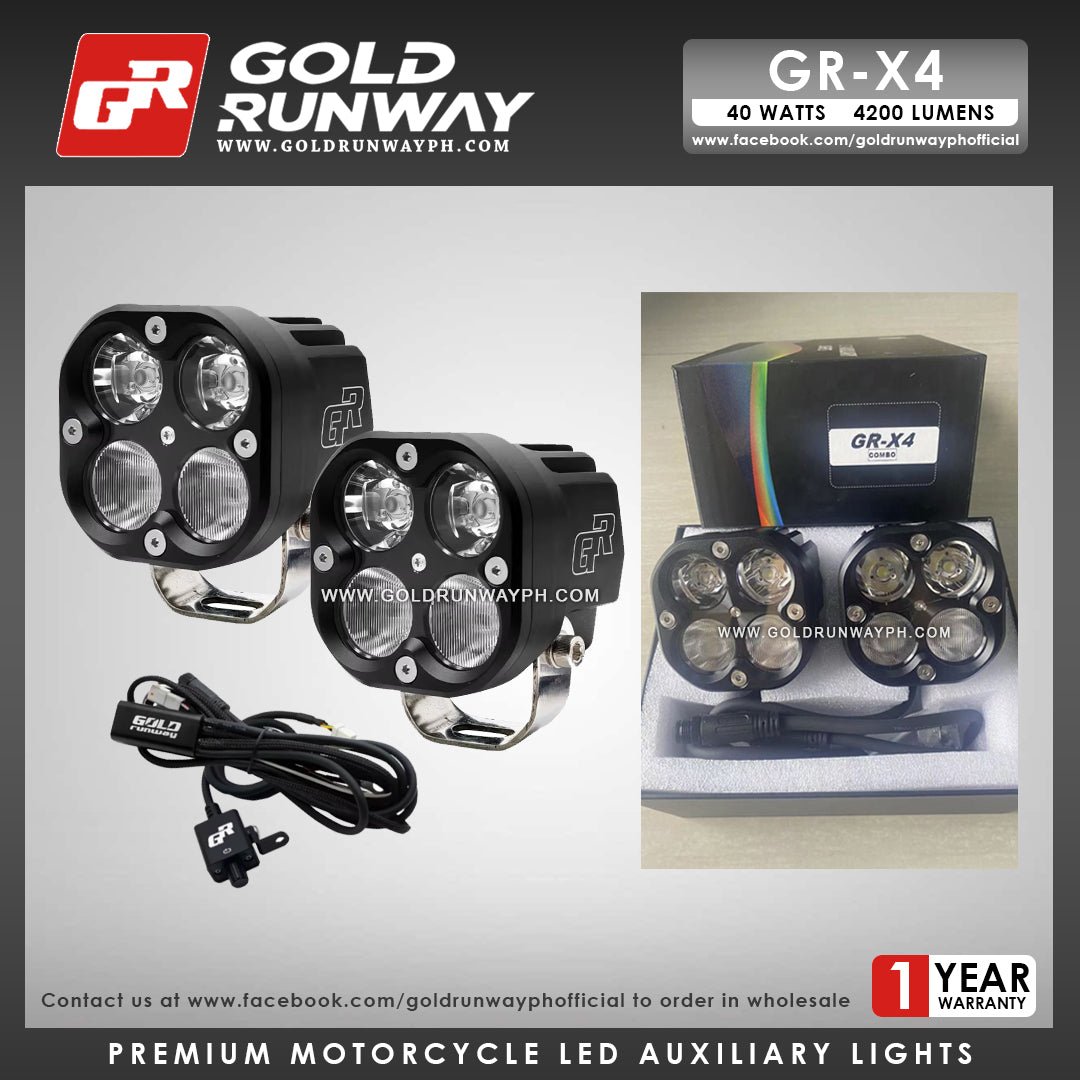 Gold Runway GR-X4 Combo 40W 6000K 4200LM Motorcycle Lights