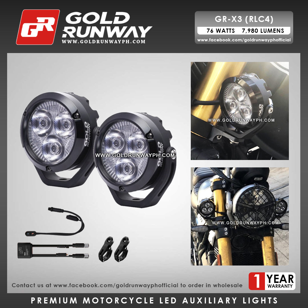 Gold Runway GR-X3 RLC4 76W 6300K 7980LM Motorcycle Lights