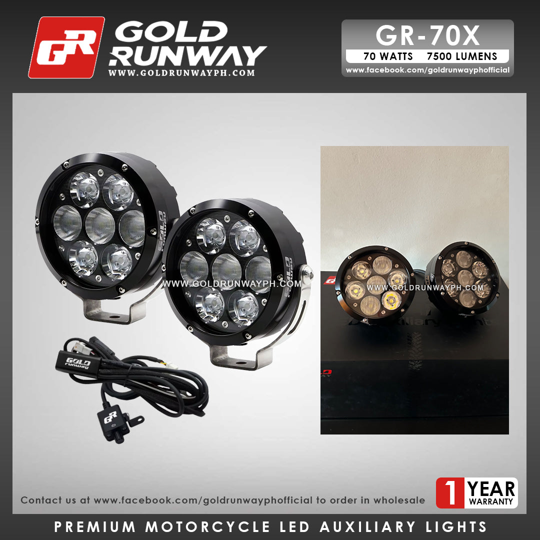 Gold Runway GR-70X Combo 70W 6000K 7500LM Motorcycle Lights