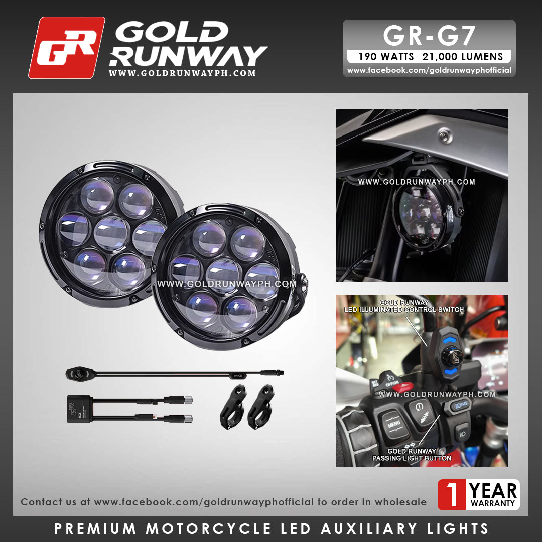 Gold Runway GR-G7 190W 6300K 21000LM Motorcycle Lights