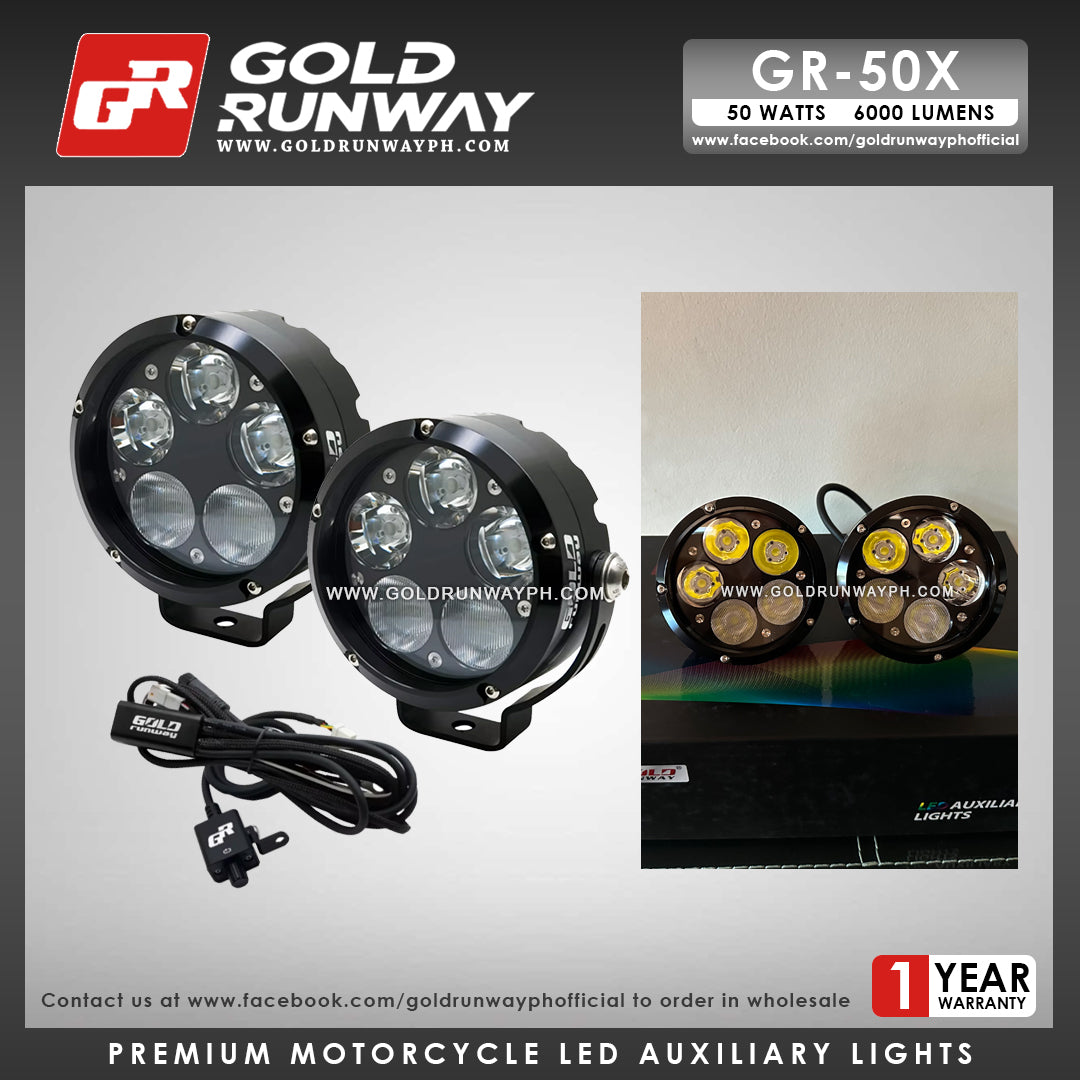 Gold Runway GR-50X Combo 50W 6000K 6000LM Motorcycle Lights