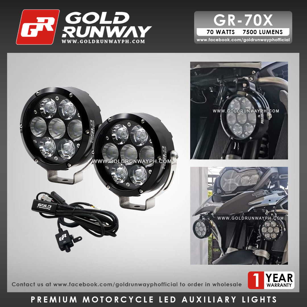 Gold Runway GR-70X Combo 70W 6000K 7500LM Motorcycle Lights