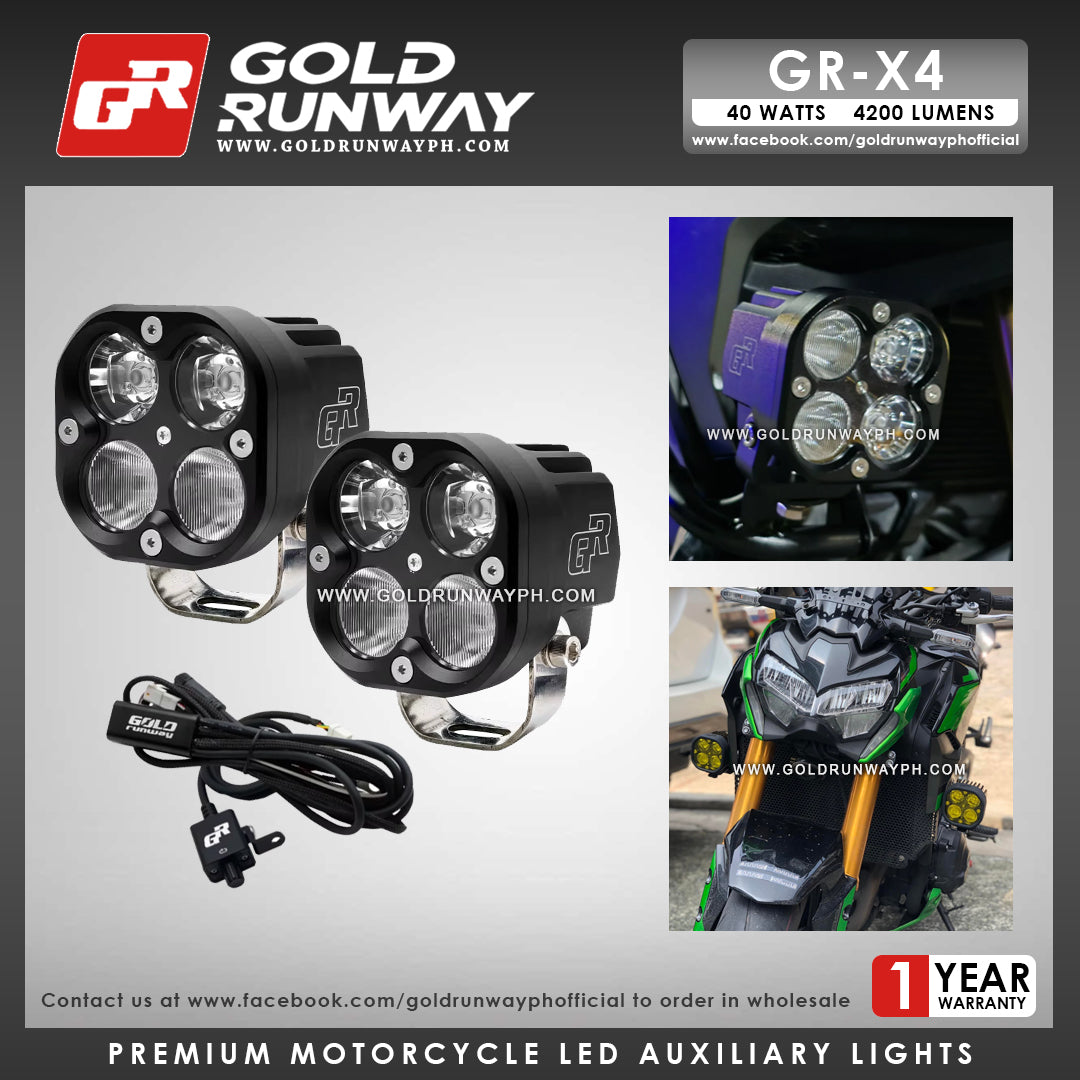 Gold Runway GR-X4 Combo 40W 6000K 4200LM Motorcycle Lights