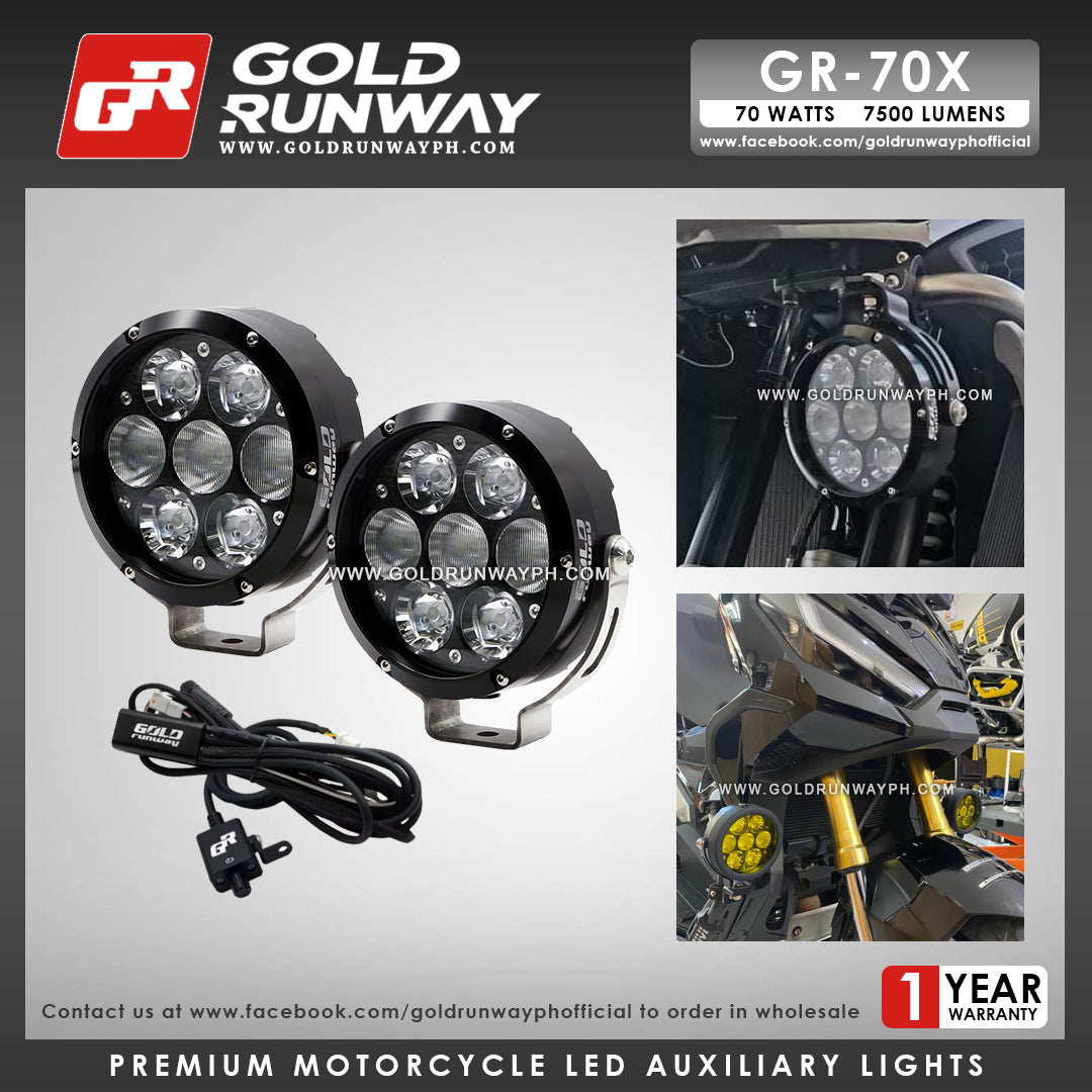 Gold Runway GR-70X Combo 70W 6000K 7500LM Motorcycle Lights