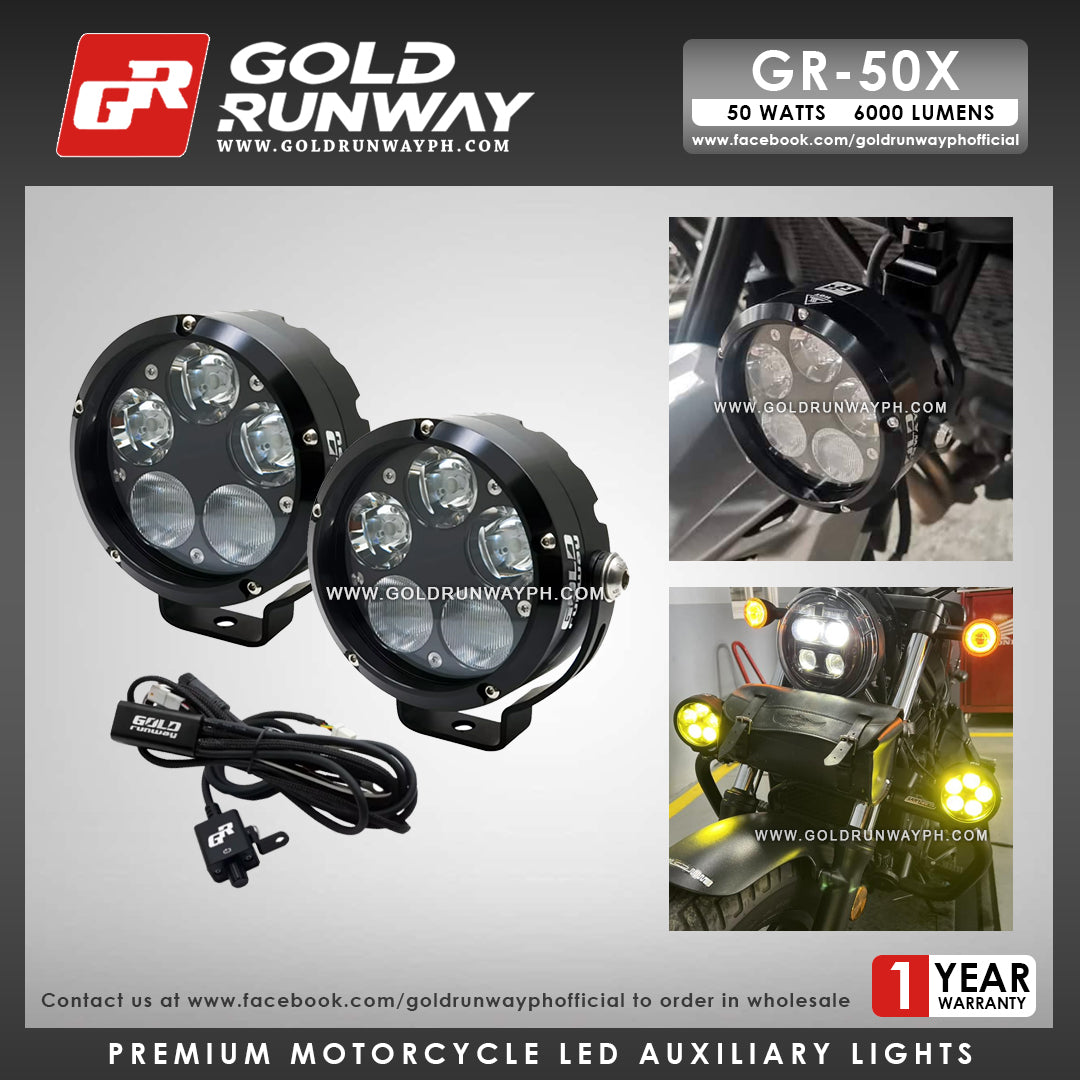 Gold Runway GR-50X Combo 50W 6000K 6000LM Motorcycle Lights