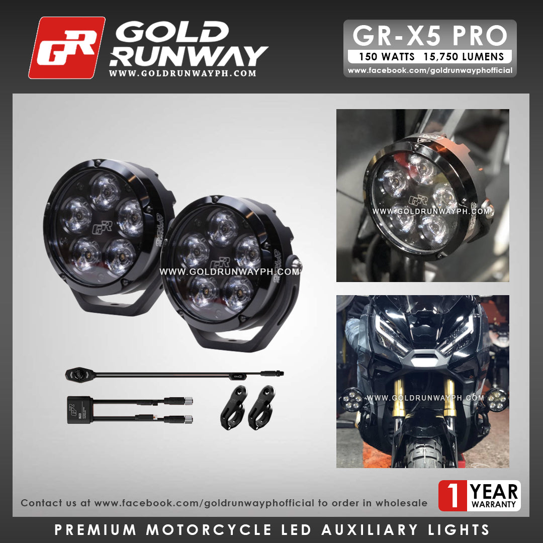 Gold Runway GR-X5 PRO RLC3 150W 6300K 15750LM Motorcycle Lights