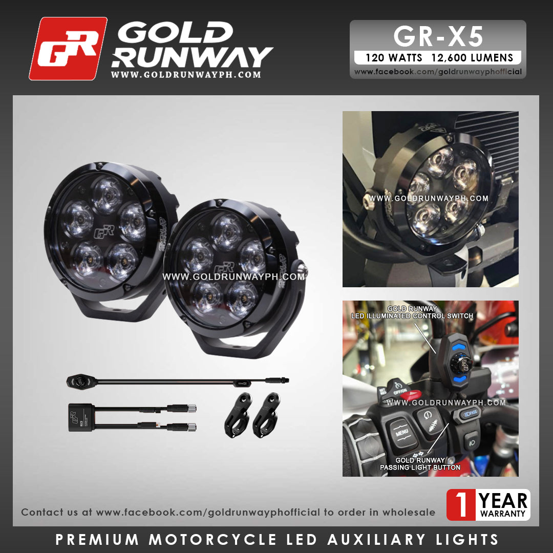 Gold Runway GR-X5 RLC3 120W 6300K 12600LM Motorcycle Lights