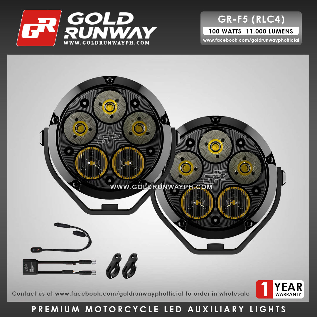 Gold Runway GR-F5 RLC4 100W 6300K 11000LM Motorcycle Lights