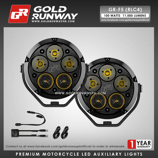 Gold Runway GR-F5 RLC4 100W 6300K 11000LM Motorcycle Lights