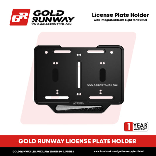 Gold Runway License Plate Holder with Integrated Brake Light for BMW