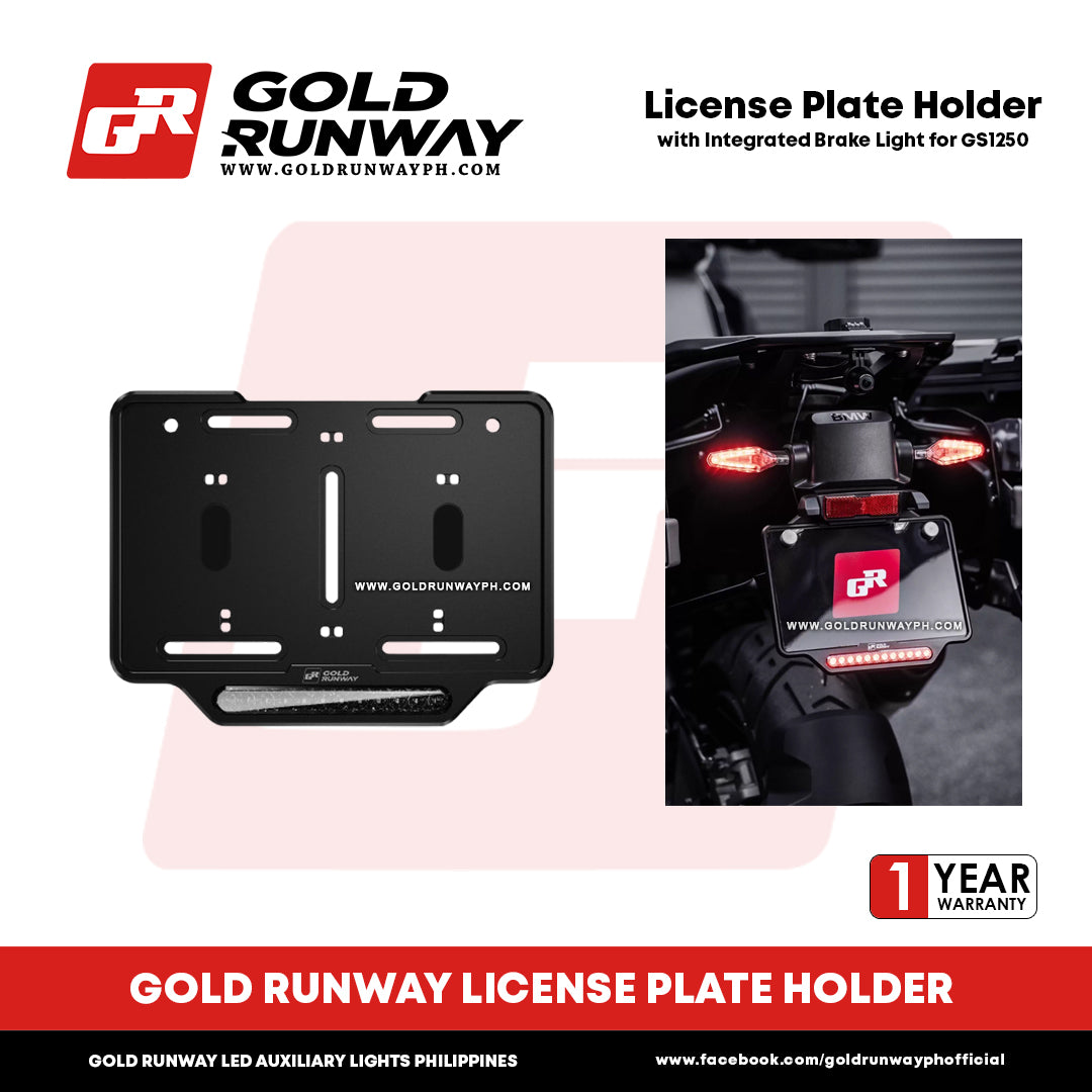 Gold Runway License Plate Holder with Integrated Brake Light for BMW