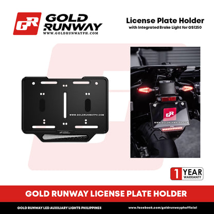 Gold Runway License Plate Holder with Integrated Brake Light for BMW