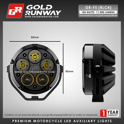 Gold Runway GR-F5 RLC4 100W 6300K 11000LM Motorcycle Lights