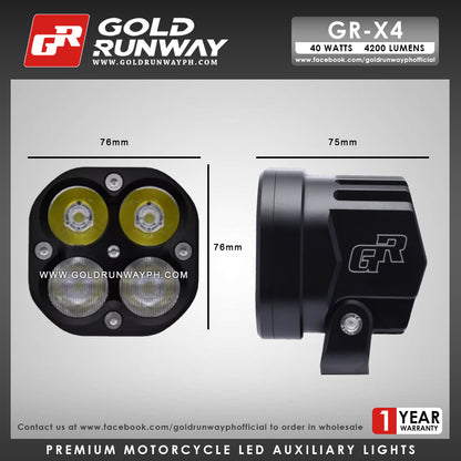 Gold Runway GR-X4 Combo 40W 6000K 4200LM Motorcycle Lights