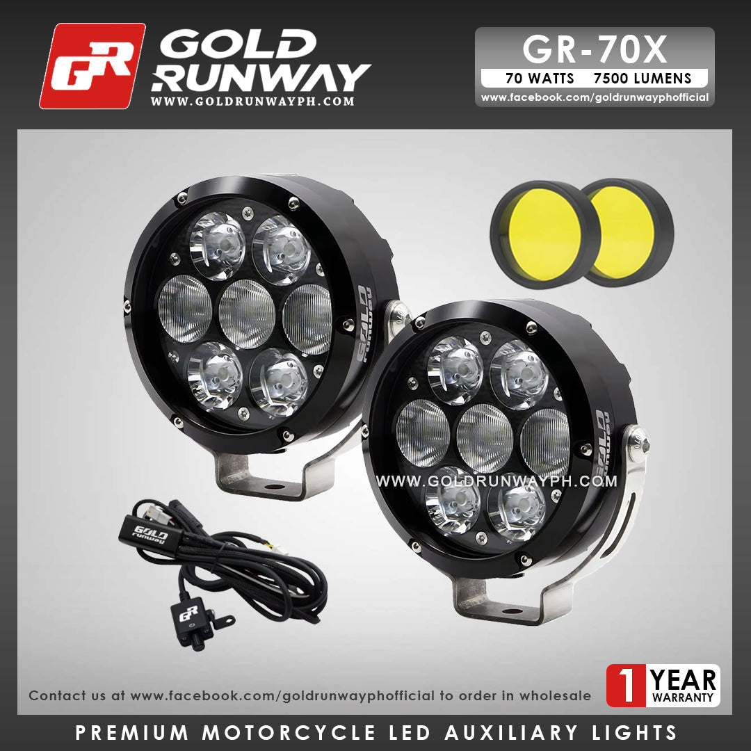 Gold Runway GR-70X Combo 70W 6000K 7500LM Motorcycle Lights