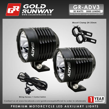 Gold Runway GR-ADV3 Spot 30W LED Motorcycle Lights