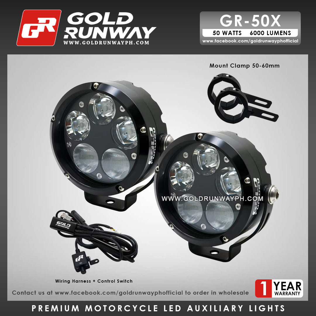 Gold Runway GR-50X Combo 50W 6000K 6000LM Motorcycle Lights