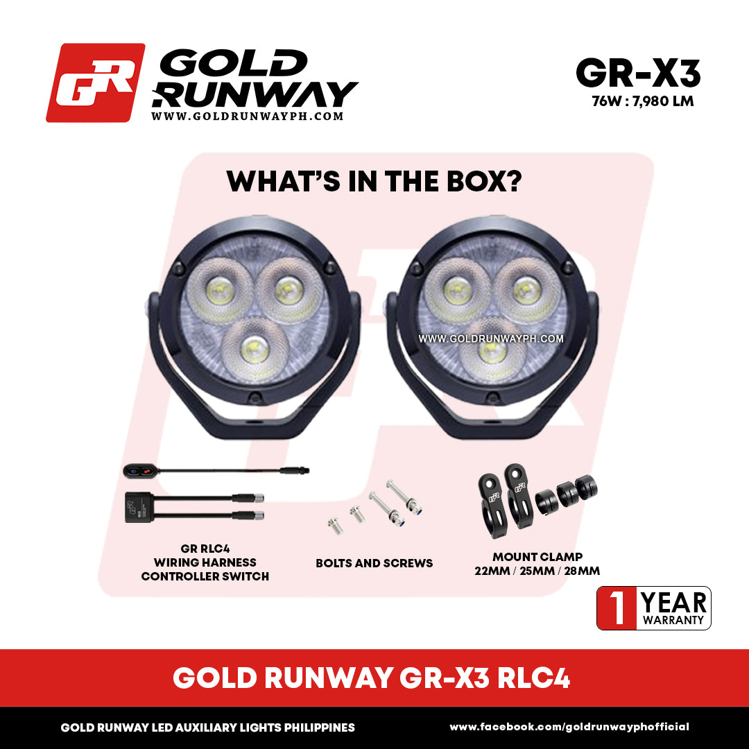 Gold Runway GR-X3 RLC4 76W 6300K 7980LM Motorcycle Lights