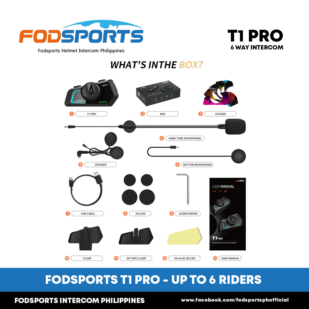Fodsports T1-PRO Motorcycle Helmet Bluetooth Intercom