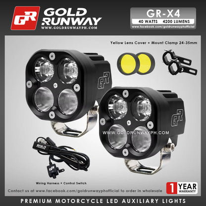 Gold Runway GR-X4 Combo 40W 6000K 4200LM Motorcycle Lights