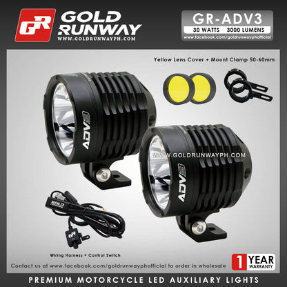 Gold Runway GR-ADV3 Spot 30W LED Motorcycle Lights