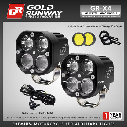 Gold Runway GR-X4 Combo 40W 6000K 4200LM Motorcycle Lights