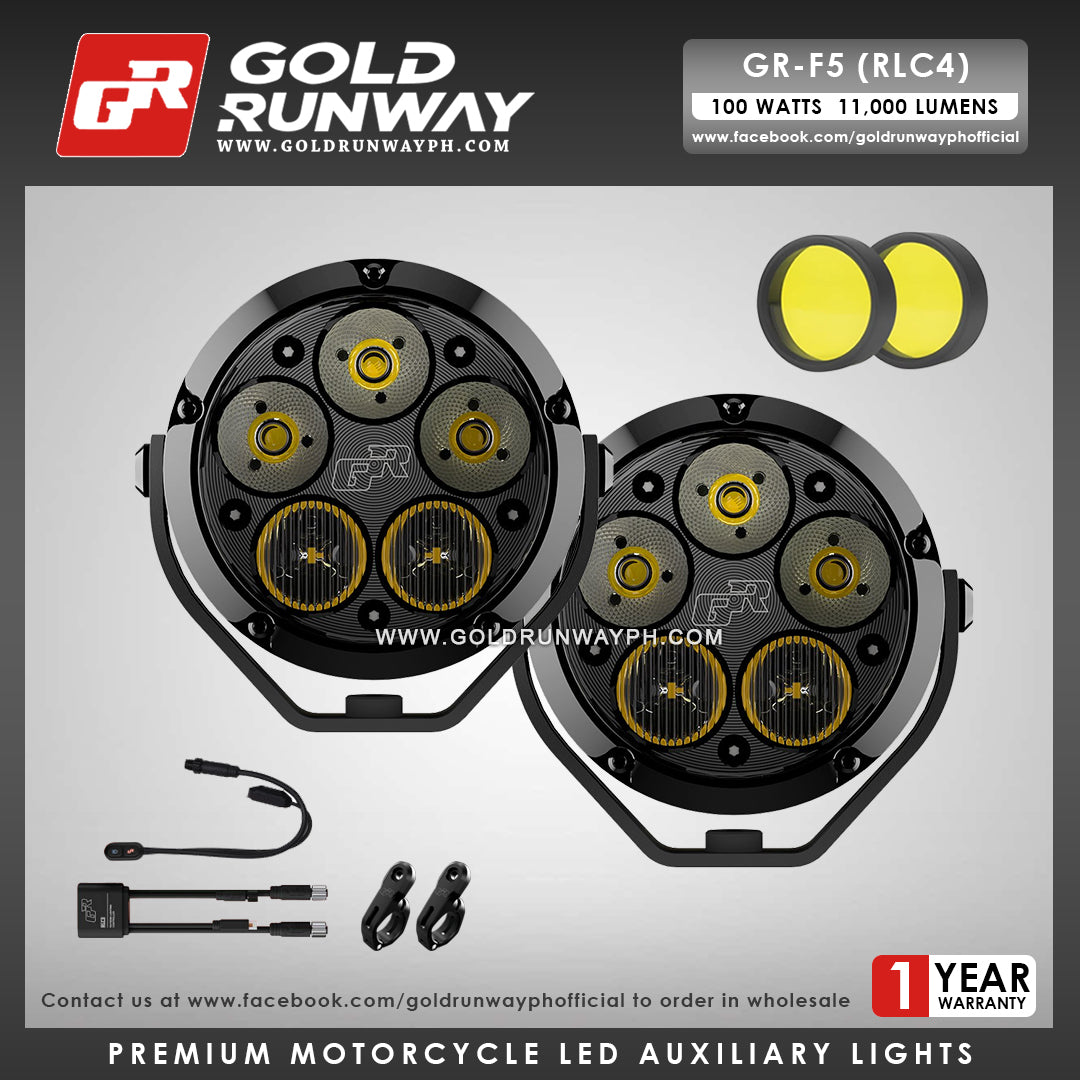 Gold Runway GR-F5 RLC4 100W 6300K 11000LM Motorcycle Lights