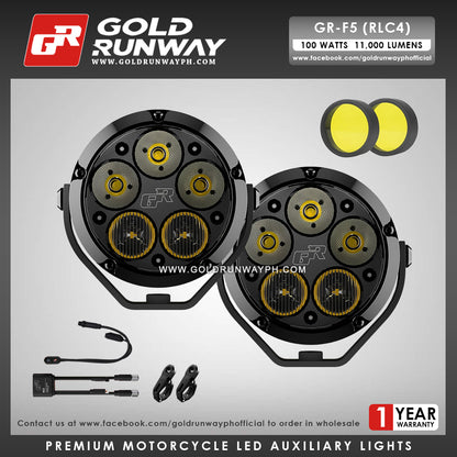 Gold Runway GR-F5 RLC4 100W 6300K 11000LM Motorcycle Lights