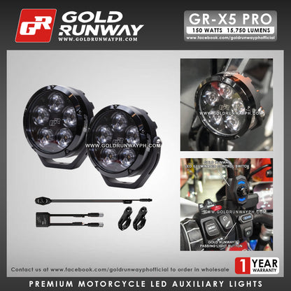Gold Runway GR-X5 PRO RLC3 150W 6300K 15750LM Motorcycle Lights